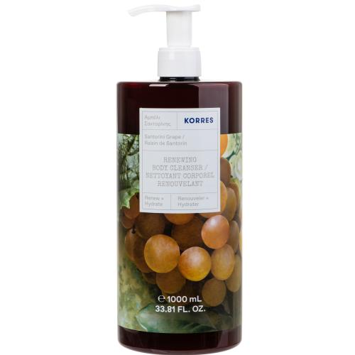 Korres Renewing Body Cleanser Santorini Grape Shower Gel Αναζωογονητικό, Ενυδατικό Αφρόλουτρο με Φρέσκο, Φρουτώδες Άρωμα από Αμπέλια Σαντορίνης με Αντλία 1000ml
